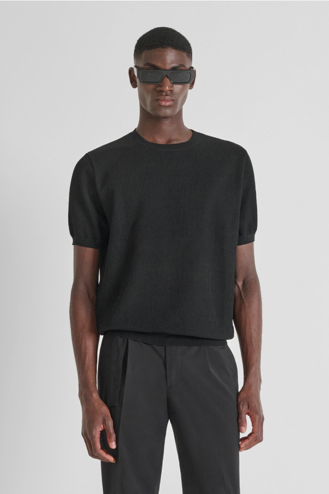 KNITWEAR T SHIRT MMSW01532 YA500091 9000 BLACK